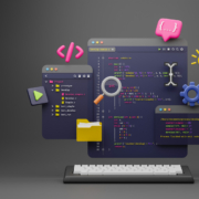 Programmer developer typing script source languages coding symbo web design